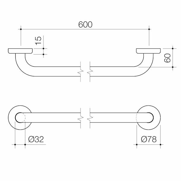 Caroma HomeCare Conventional Grab Rail 600 Straight