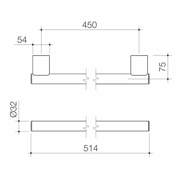 Caroma Opal Support Rail 450mm Straight - Matte Black