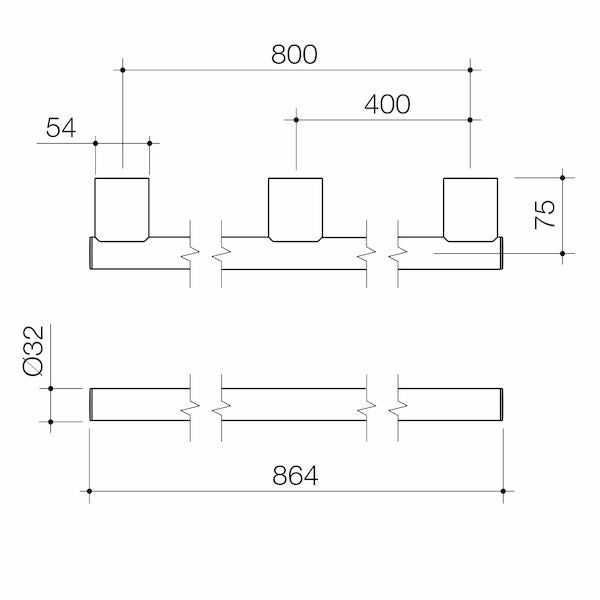 Caroma Opal Support Rail 800mm Straight – Brushed Nickel