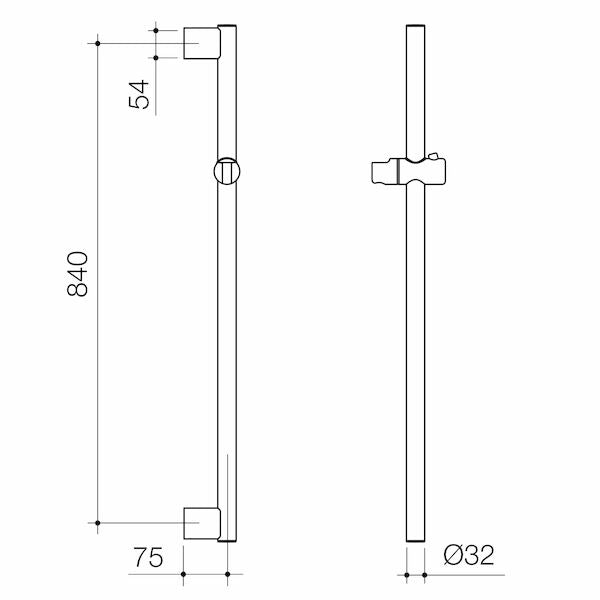 Opal Support Shower Rail Straight 900mm - Brushed Nickel