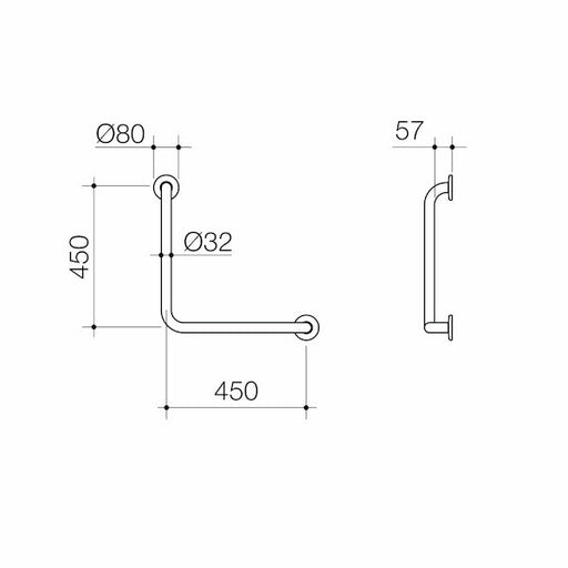 Caroma Care Support Grab Rail - 90 Degree Angled 450x450 - Matte Black