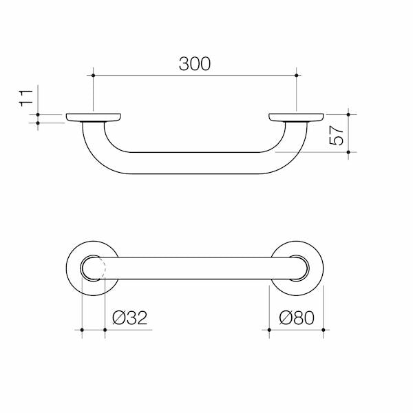 Caroma Care Support Grab Rail - 300mm Straight