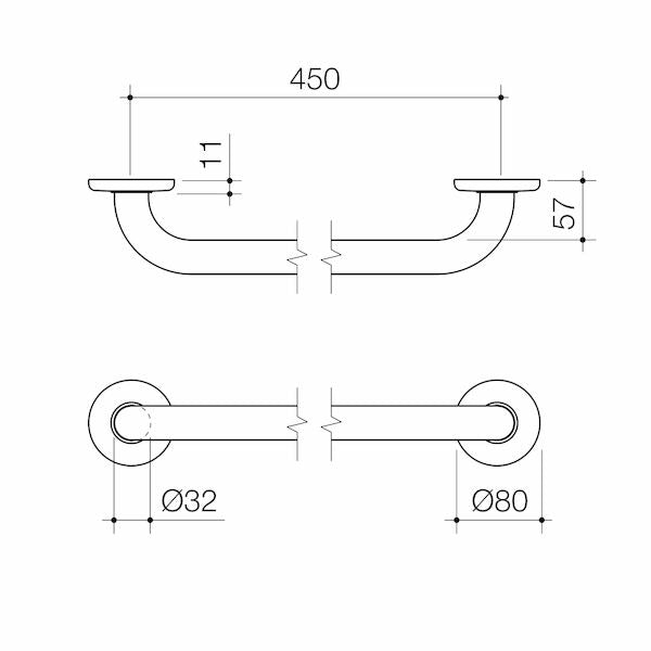 Caroma Care Support Grab Rail - 450mm Straight