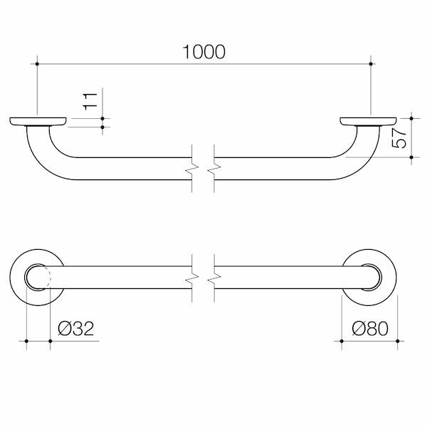 Caroma Care Support Grab Rail - 1000mm Straight