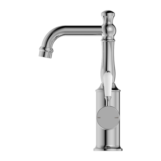Nero York Basin Mixer with White Porcelain Lever