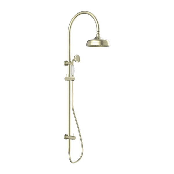 Nero York Twin Shower with White Porcelain Hand Shower