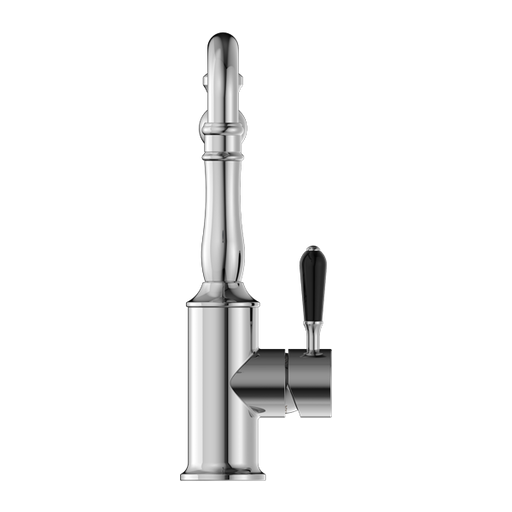 Nero York Kitchen Mixer Hook Spout with Black Porcelain Lever Chrome