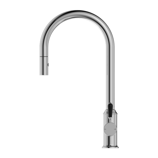 Nero York Pull Out Sink Mixer with Vegie Spray Function with Black Porcelain Lever Chrome