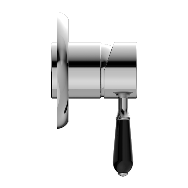Nero York Shower Mixer with Divertor with White Porcelain Lever