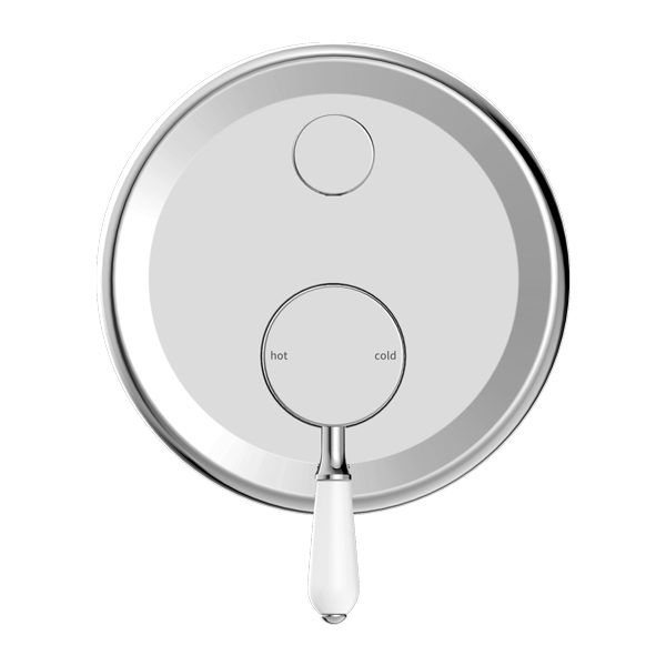 Nero York Shower Mixer with Divertor with White Porcelain Lever