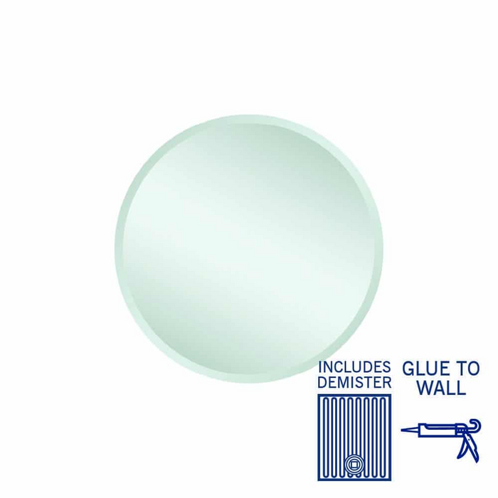 Thermogroup Kent 18mm Bevel Round Mirror Glue-to-Wall and Demister