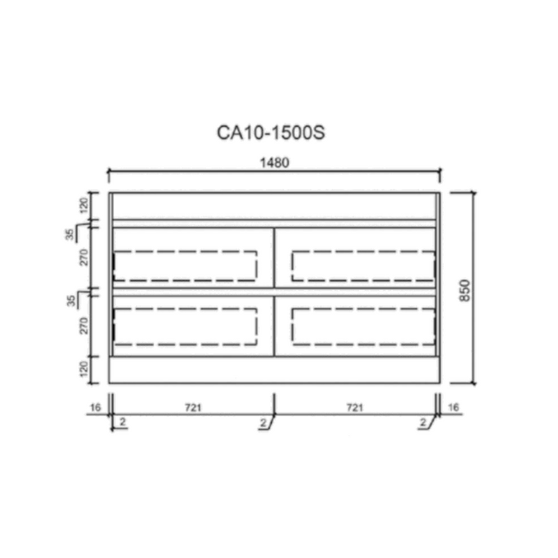 Aulic Max Finger Pull Cabinet 1500mm single bowl 