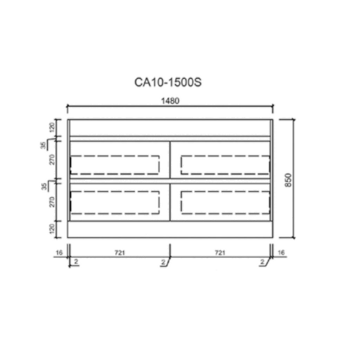 Aulic Max Finger Pull Cabinet 1500mm single bowl 