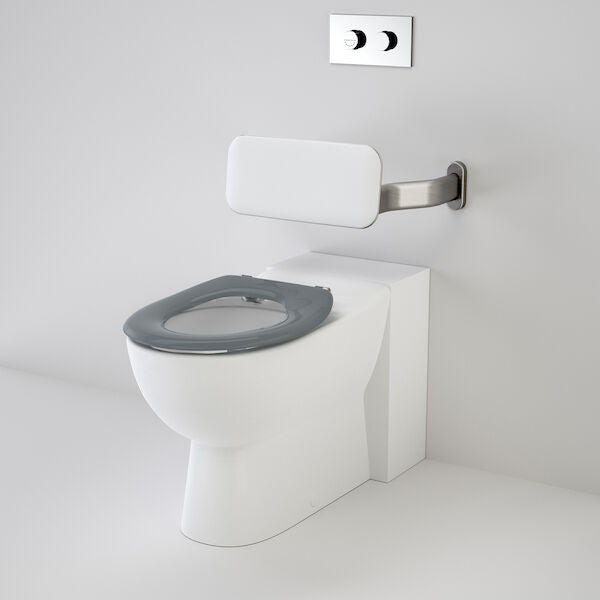 Caroma Leda Care Invisi Series II® Wall Faced Suite with Backrest and Caravelle Care Single Flap Seat - Anthracite Grey