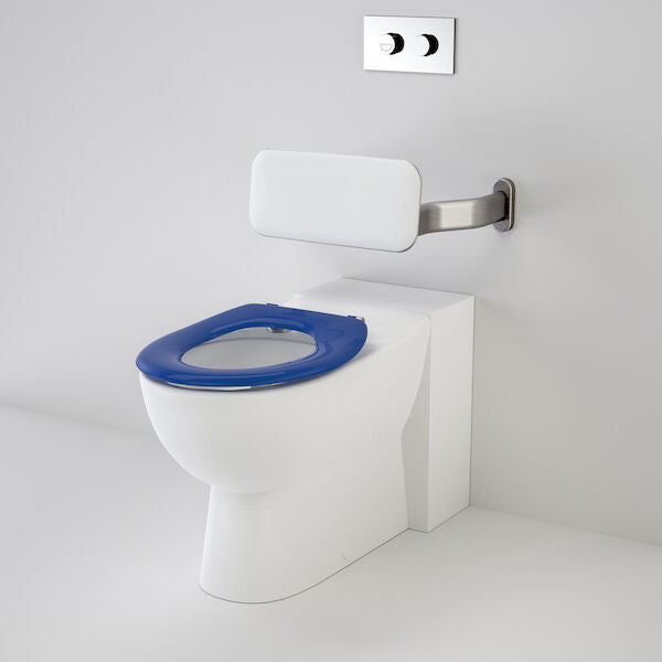 Caroma Leda Care Invisi Series II® Wall Faced Suite with Backrest and Caravelle Care Single Flap Seat - Sorrento Blue