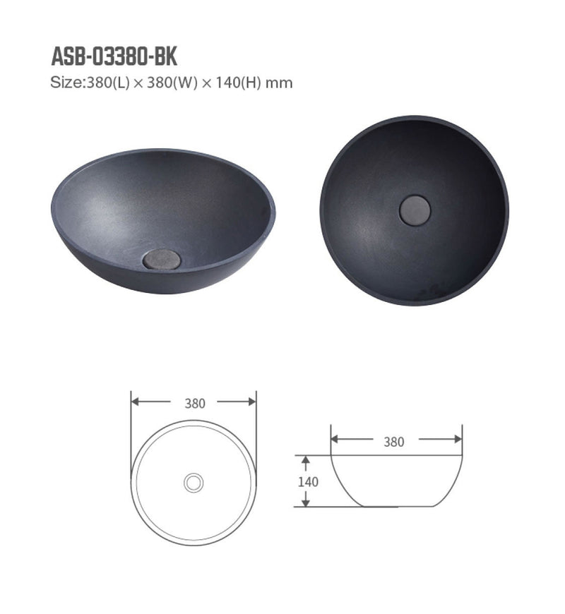 BNK Naga ASB-03380-BK Above Counter Basin Matt Black