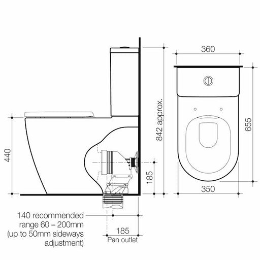 Caroma Urbane II CleanFlush® Wall Faced Close Coupled Toilet Suite (Bottom Inlet) with GermGard®