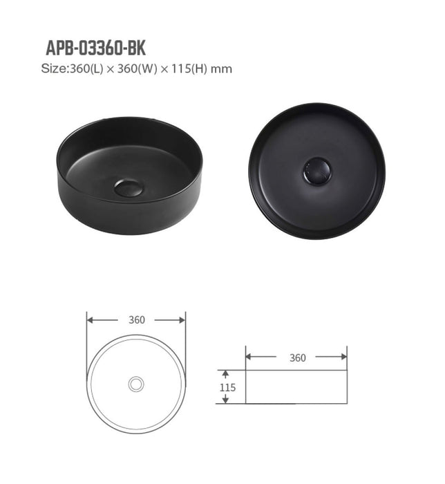 BNK Naga APB-03360-BK Above Counter Basin