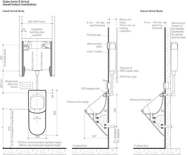 Caroma Cube Invisi Series II® Urinal Suite