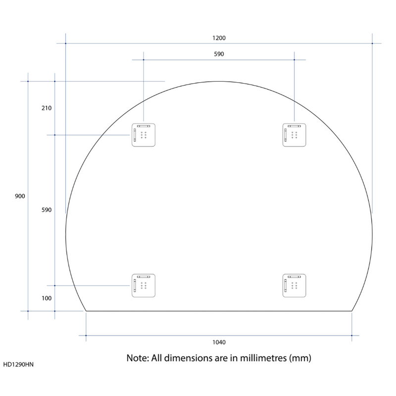 Thermogroup Hamilton D Shaped Polished Edge Mirror