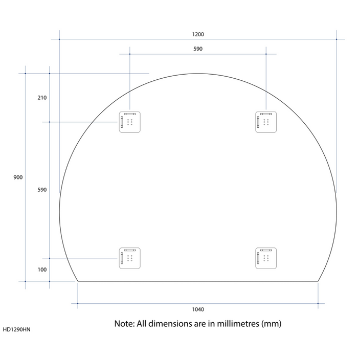 Thermogroup Hamilton D Shaped Polished Edge Mirror