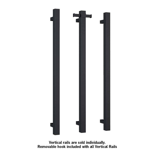 Thermorail Square 12Volt Vertical Bar 900x142x100mm 29Watts With Optional Hook - Matt Black