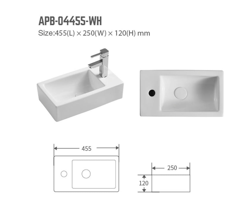 BNK NAGA APB-04455-WH Wall Hung Basin Gloss White