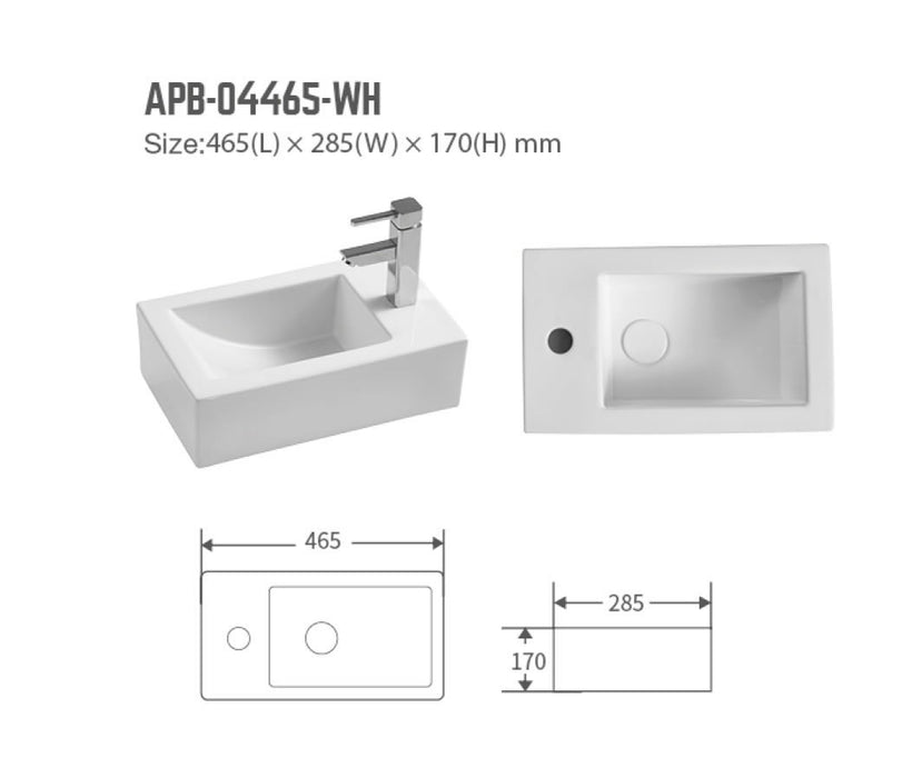 BNK NAGA APB-04465-WH Wall Hung Basin Gloss White