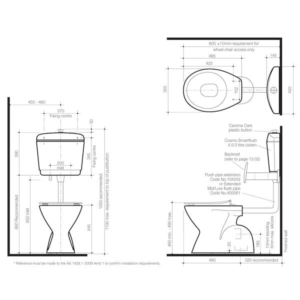 Caroma Cosmo Care Concealed Connector Pan - S Trap