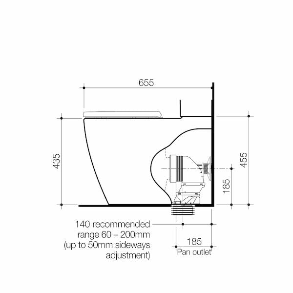 Caroma Urbane II CleanFlush® Wall Faced Close Coupled Pan - with GermGard® (suits Back Entry Cistern)
