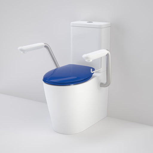 Caroma Care 660 Cleanflush Wall Faced Close Coupled Easy Height BE Suite with Armrests and Caravelle Double Flap Seat