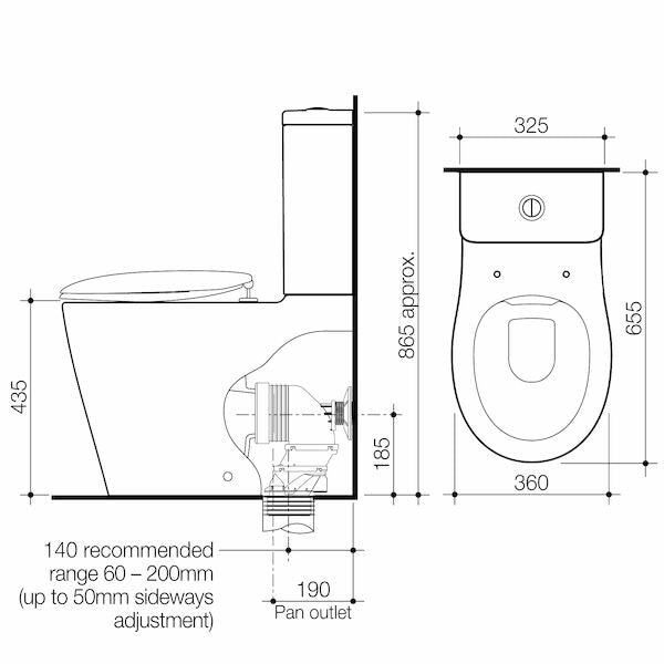 Caroma Care 660 Ambulant Cleanflush Easy Height BE Suite with Double Flap Seat Sorento Blue (GermGard®)