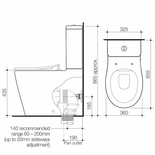 Caroma Care 660 Ambulant Cleanflush Easy Height BI Suite with Single Flap Seat Anthracite Grey - with GermGard®