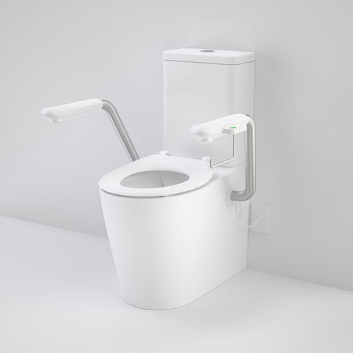 Caroma Care 660 Cleanflush Wall Faced Close Coupled Easy Height BI Suite with Nurse Call Armrests Left and Caravelle Single Flap Seat