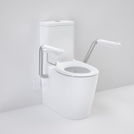 Caroma Care 660 Cleanflush WFCC Easy Height BI Suite with Nurse Call Armrests Right and Caravelle Single Flap Seat White