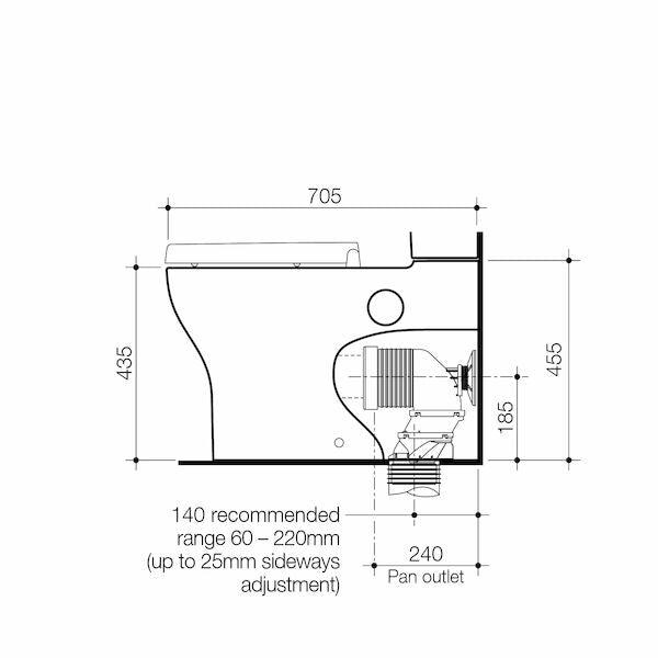 Caroma Opal Cleanflush Easy Height Wall Faced Couple Pan with Armrest Holes