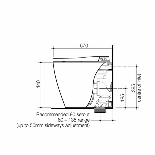 Caroma Urbane II Bidet Cleanflush® Wall Faced Back Inlet Pan (with GermGard®)