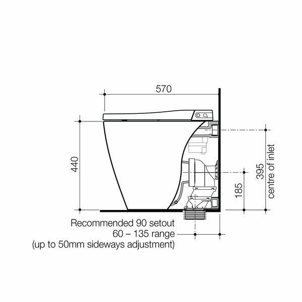 Caroma Urbane II Bidet Cleanflush® Wall Faced Back Inlet Pan (with GermGard®)