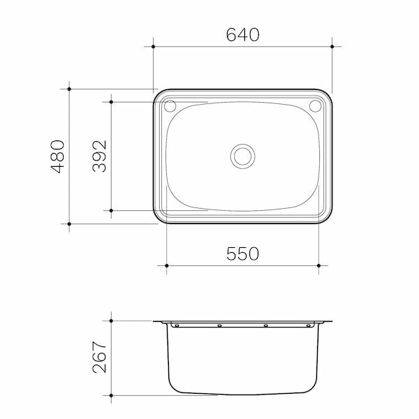 Caroma Single 45 Litre Flushline Tub Standard - BY-PASS (Includes one flexible by-pass kit and 2 by-pass holes)