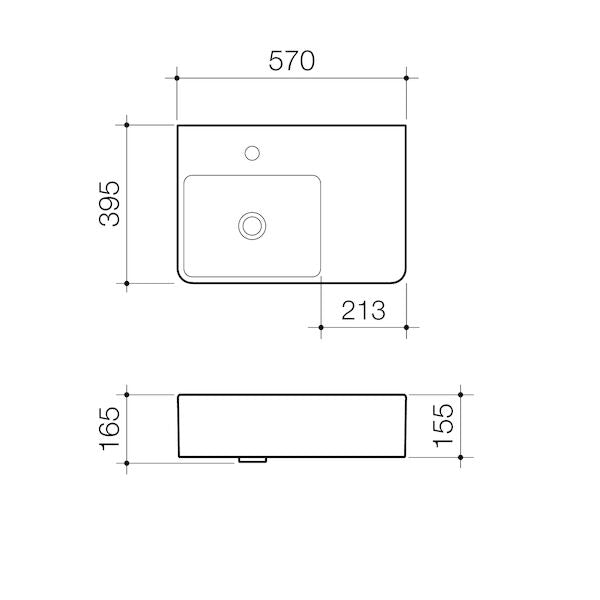 Caroma Cube Extension Wall Basin RHS 1TH