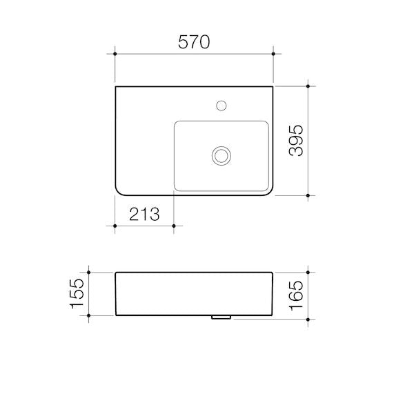 Caroma Cube Extension Wall Basin LHS 1TH