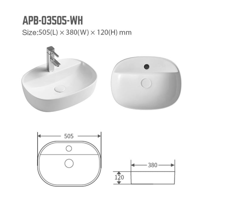 BNK Naga APB-03505-WH Above Counter Basin Matt White