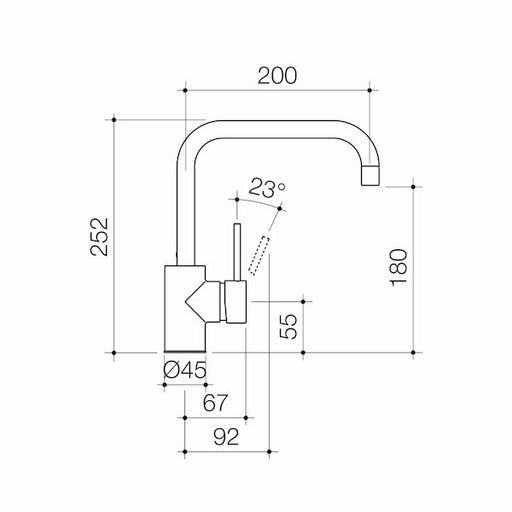 Caroma Pin Lever Sink Mixer Square Outlet - Lead Free