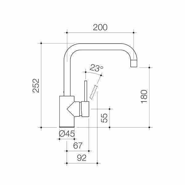 Caroma Pin Lever Sink Mixer Square Outlet - Lead Free