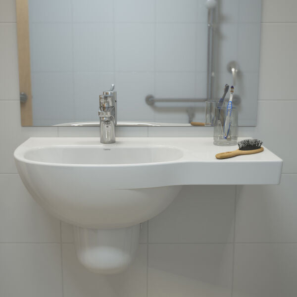 Caroma Care 700 Wall Basin with Right Hand Shelf (with GERMGARD®) - 0TH