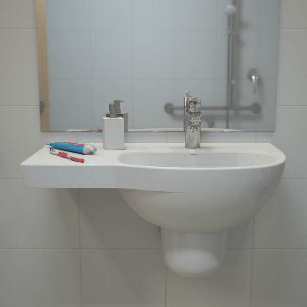 Caroma Care 700 Wall Basin with Left Hand Shelf (with GERMGARD®) - 1TH