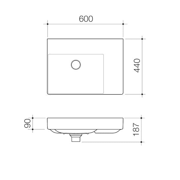 Caroma Urbane II Right Hand Shelf Wall Basin (No Tap Hole)