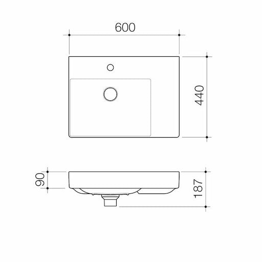 Caroma Urbane II Right Hand Shelf Wall Basin (1 Tap Hole)