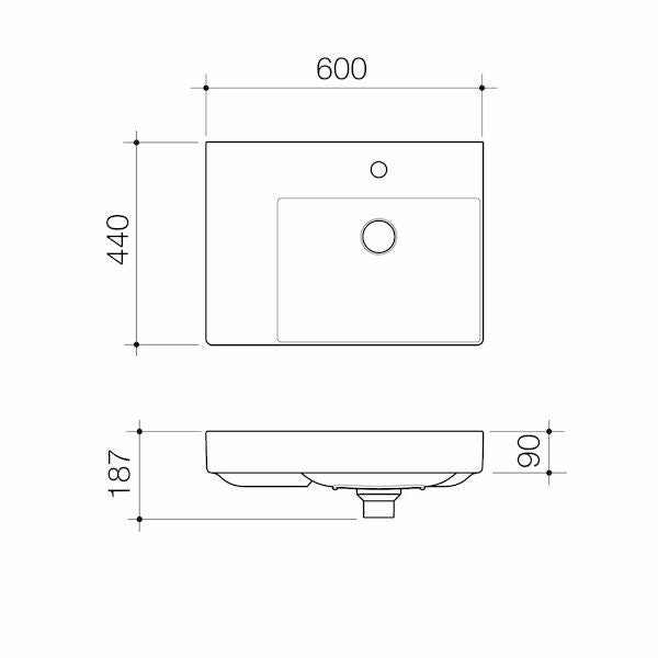 Caroma Urbane II Left Hand Shelf Wall Basin (1 Tap Hole)