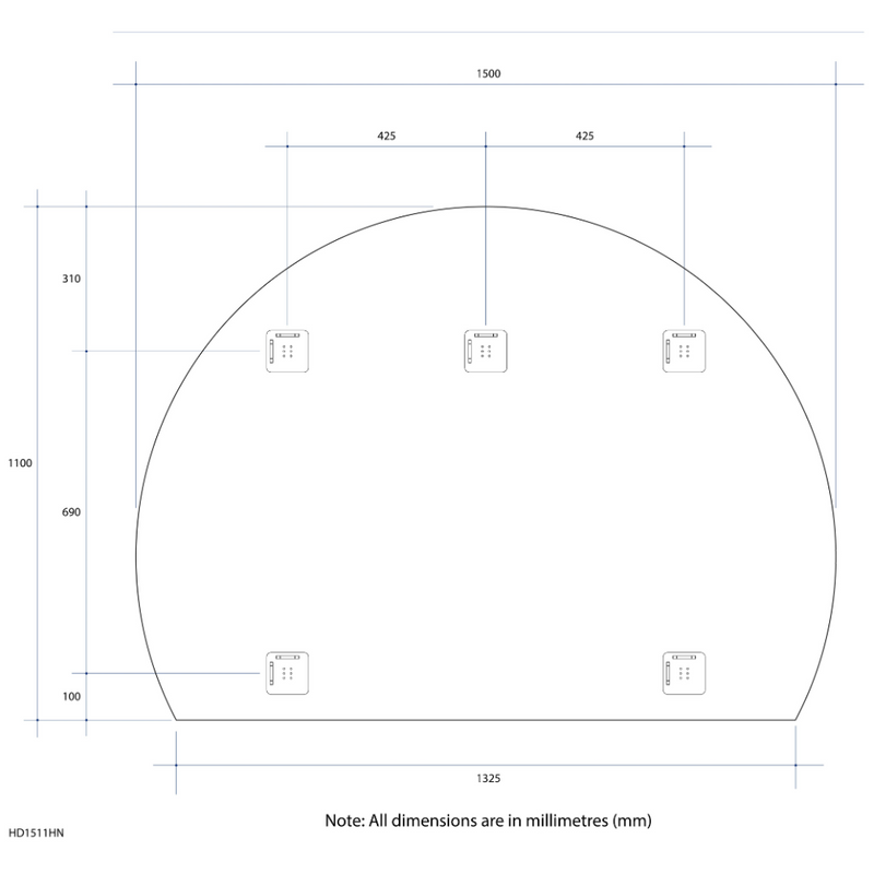 Thermogroup Hamilton D Shaped Polished Edge Mirror